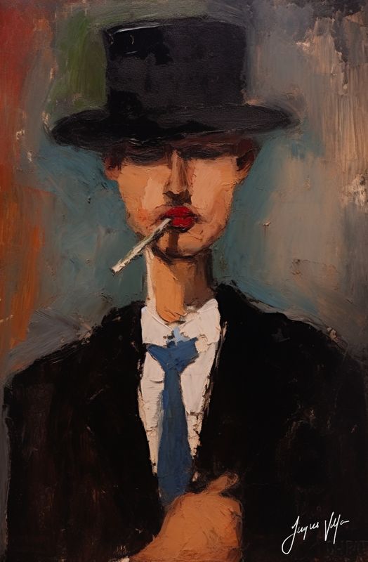Smoker, The Man Whose Thoughts Were as Long as His Cigarette Original Art Canvas Print | Modigliani Muse Collection