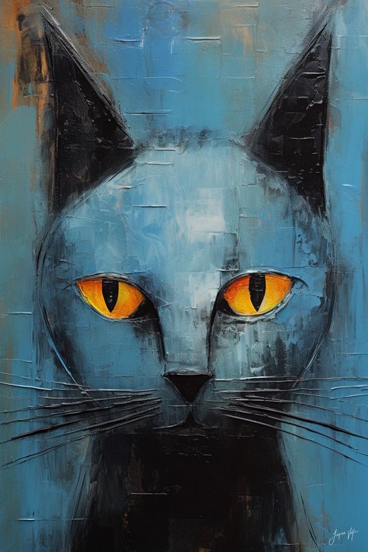 Gris, The Cat Who Made the Silence Feel Intentional Original Art Canvas Print | Modigliani Muse Collection