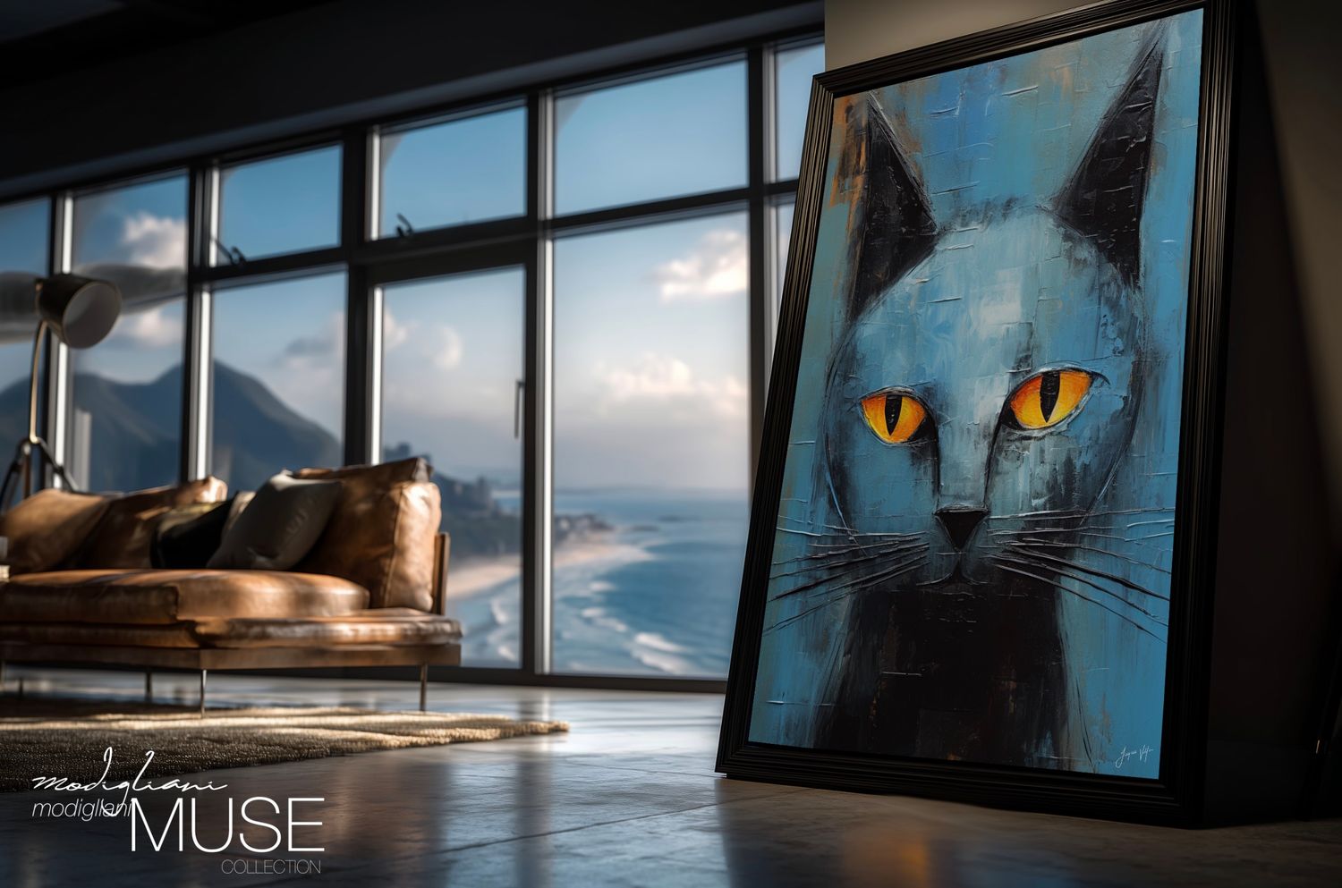 Gris, The Cat Who Made the Silence Feel Intentional Original Art Canvas Print | Modigliani Muse Collection