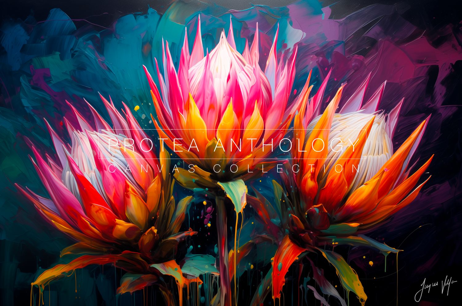 Protea Anthology: Flame Trinity Original Art Canvas Print | Protea Anthology Collection