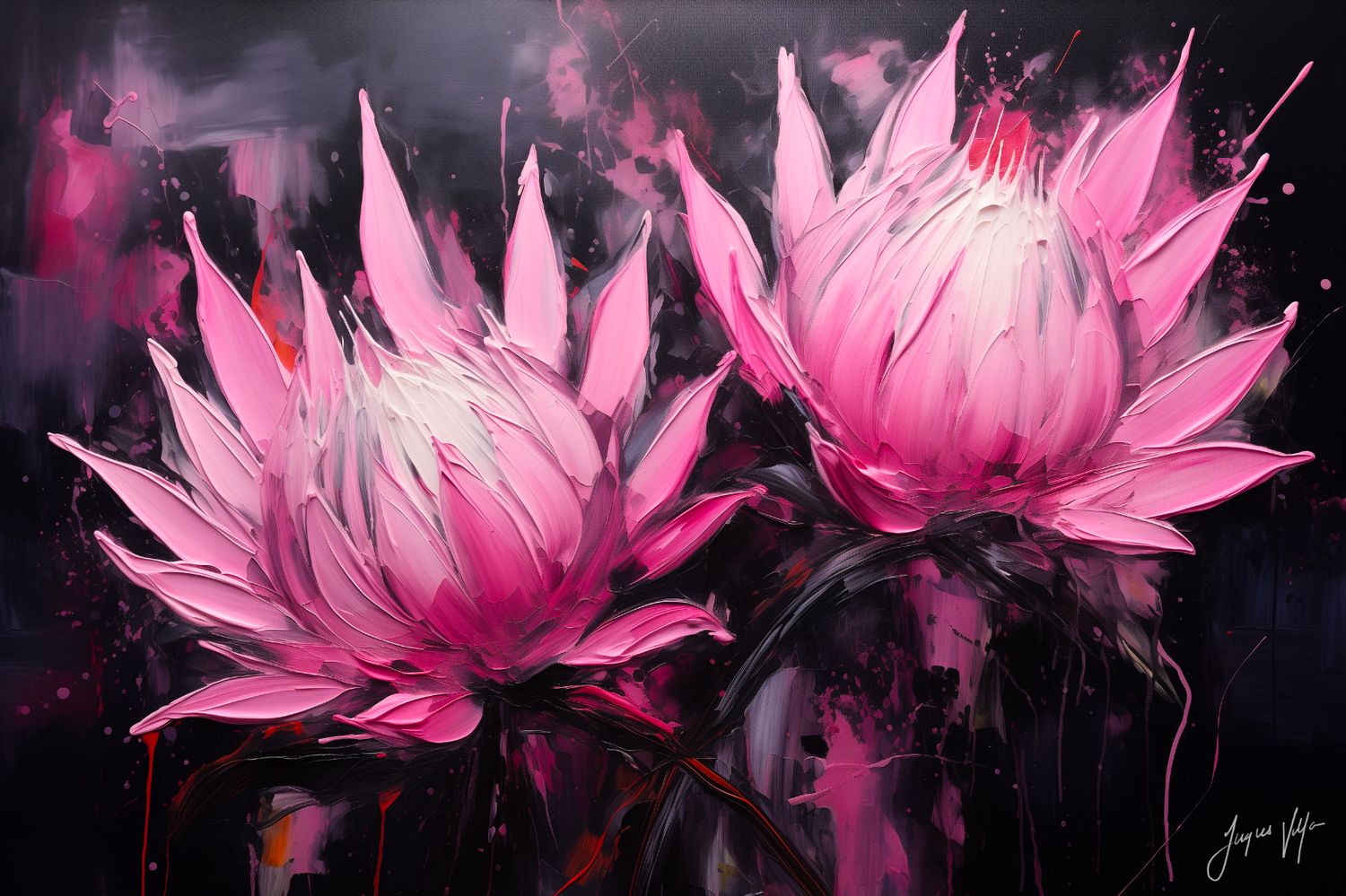 Protea Anthology: Rose Duet Original Art Canvas Print | Protea Anthology Collection