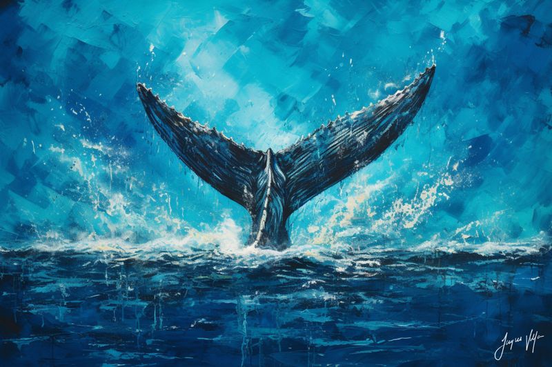 Leviathan - Abstract Whale's Tail Marine Original Art Canvas Print | Exclusive Decor