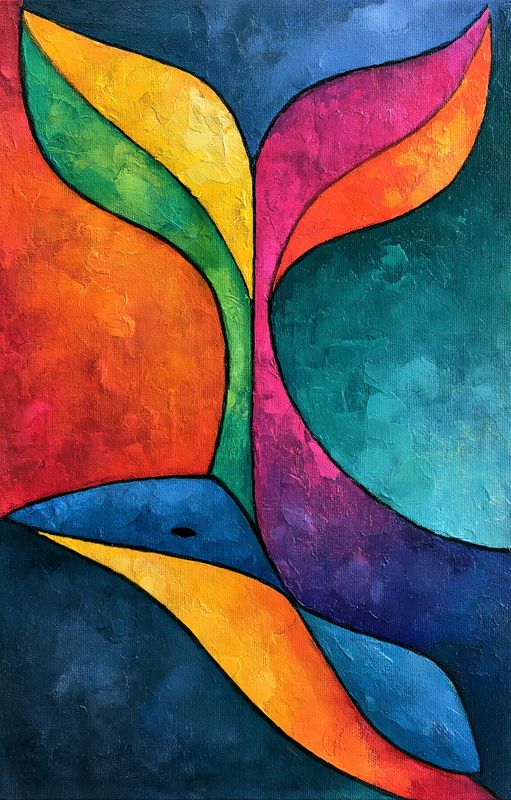 The Turning - Abstract Whale's Tail Original Art Canvas Print | Exclusive Decor