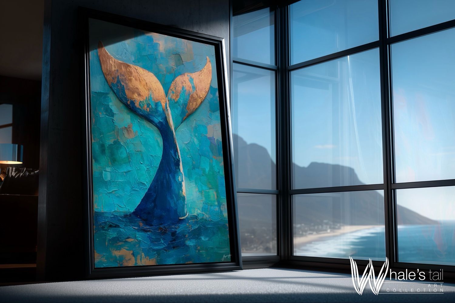 Patina Abstract Whale's Tail Marine Original Art Canvas Print | Exclusive Decor