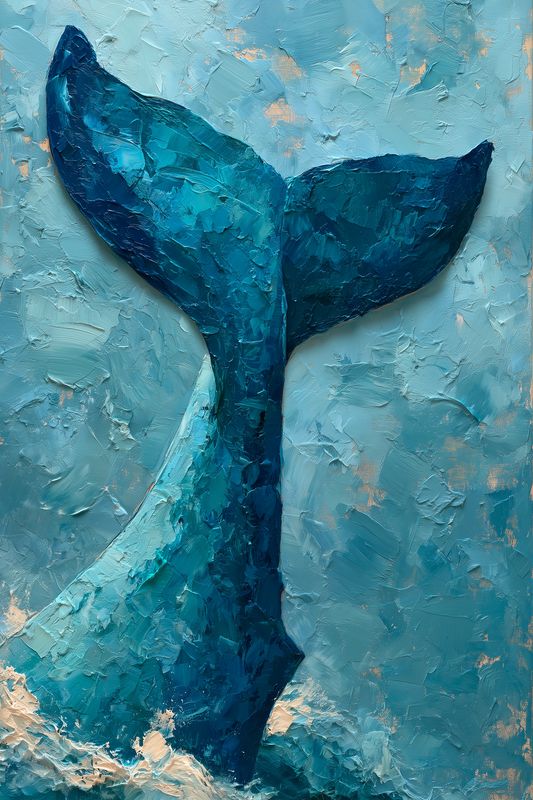 Fathom - Abstract Whale's Tail Marine Original Art Canvas Print | Exclusive Decor