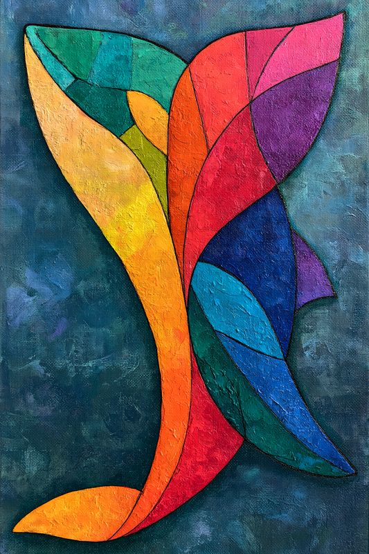 Covenant - Abstract Whale's Tail Marine Original Art Canvas Print | Exclusive Decor