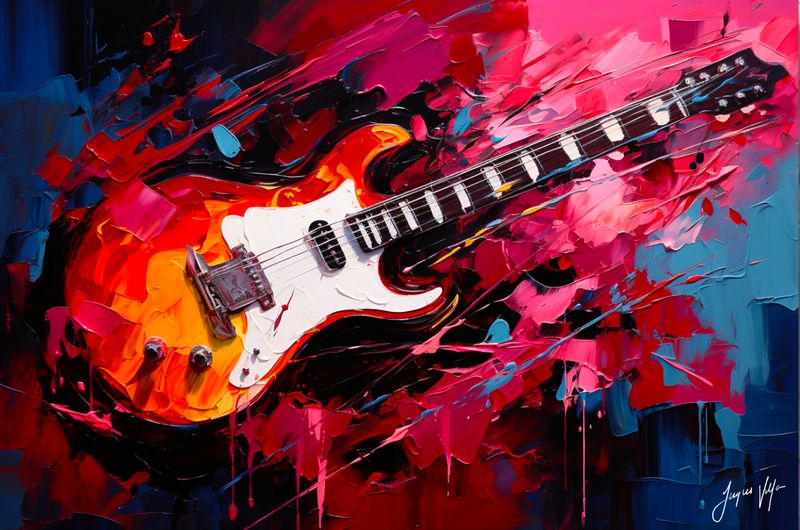 Red Noise | Original Guitar Canvas Art Print