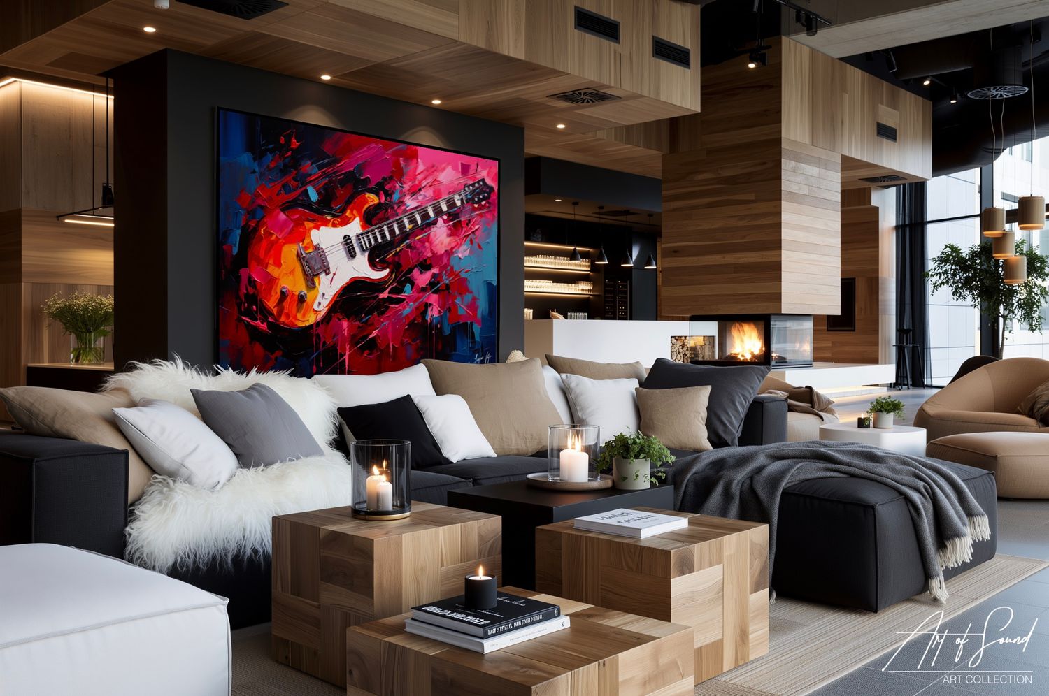 Red Noise | Original Guitar Canvas Art Print