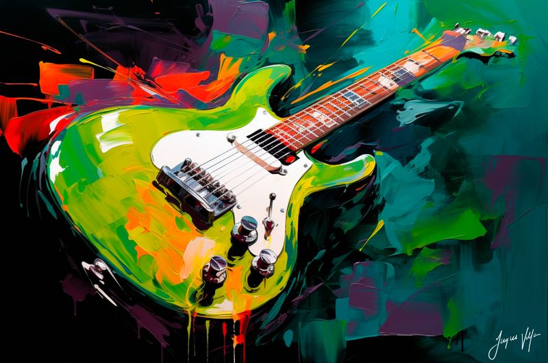 Green Machine | Original Guitar Canvas Art Print