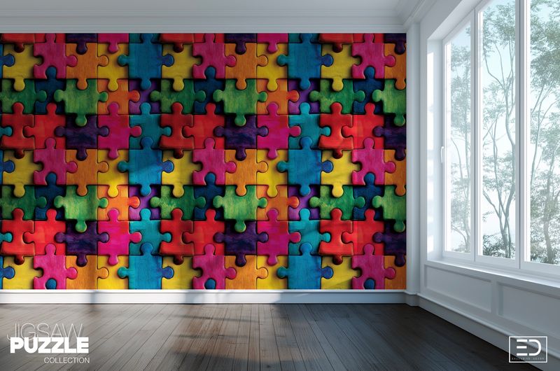 Colour with Confidence Jigsaw Puzzle Wallpaper, Multicolour | Exclusive Decor Colour with Confidence Jigsaw Puzzle Wallpaper, Multicolour | Exclusive Decor