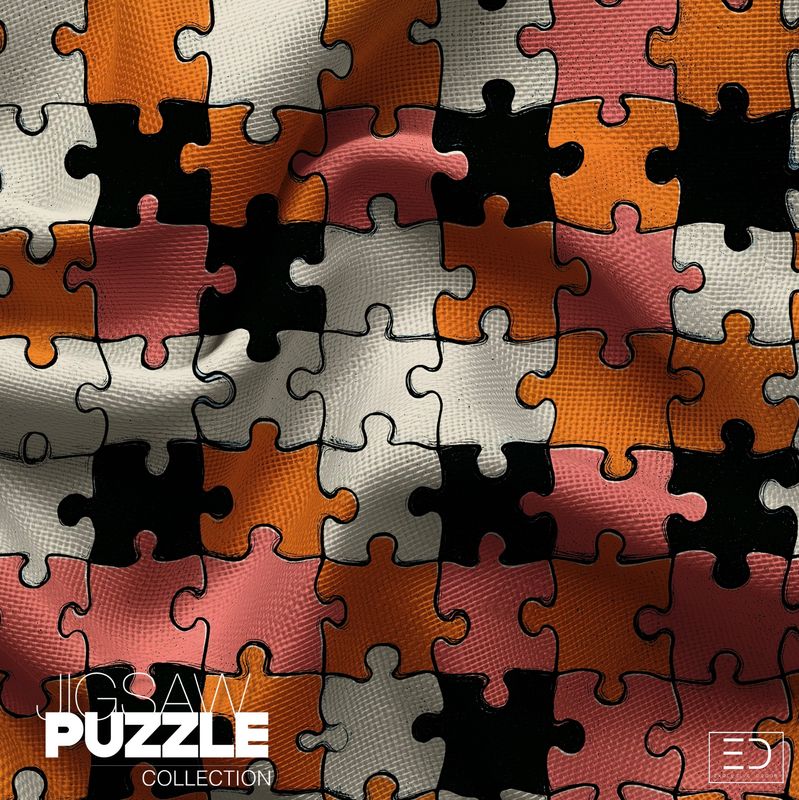 Terracotta & Rose Jigsaw Puzzle Fabric, Terracotta and Rose | Exclusive Decor