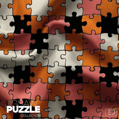 Terracotta &amp; Rose Jigsaw Puzzle Fabric, Terracotta and Rose | Exclusive Decor