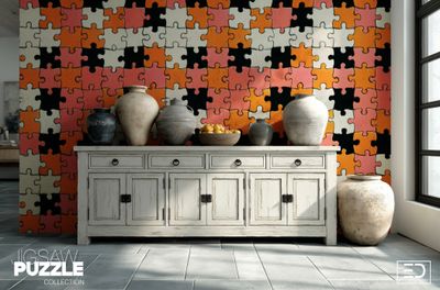 Terracotta &amp; Rose Jigsaw Puzzle Wallpaper, Terracotta and Rose | Exclusive Decor