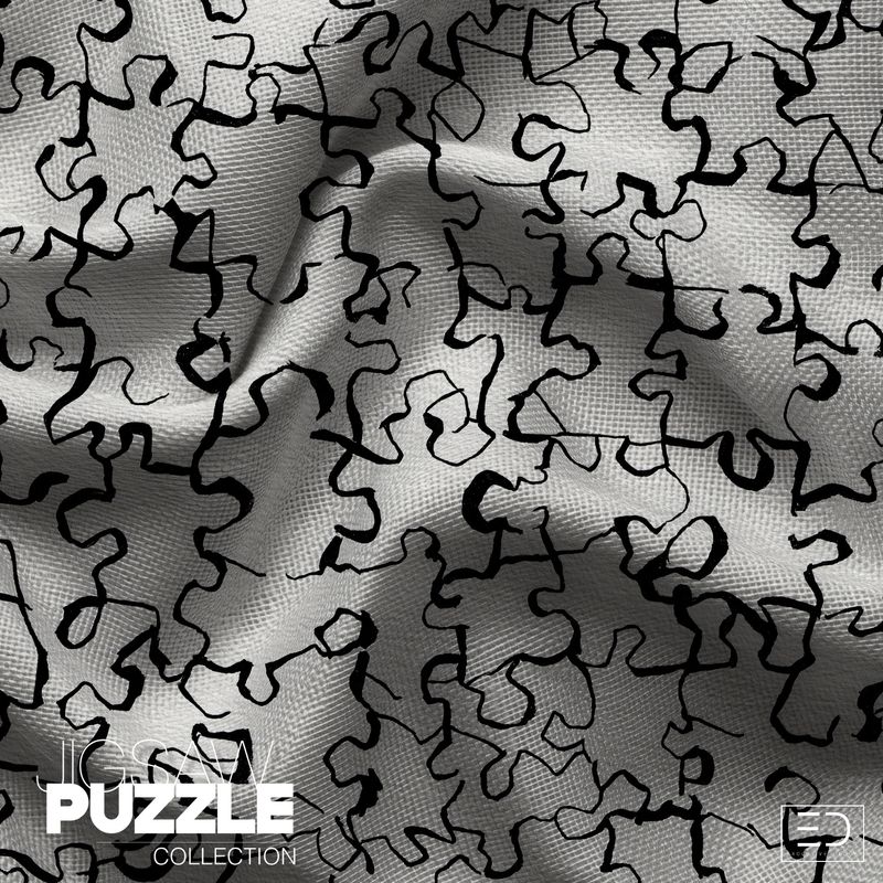 Not Quite a Puzzle Yet Jigsaw Puzzle Fabric, Black and White | Exclusive Decor