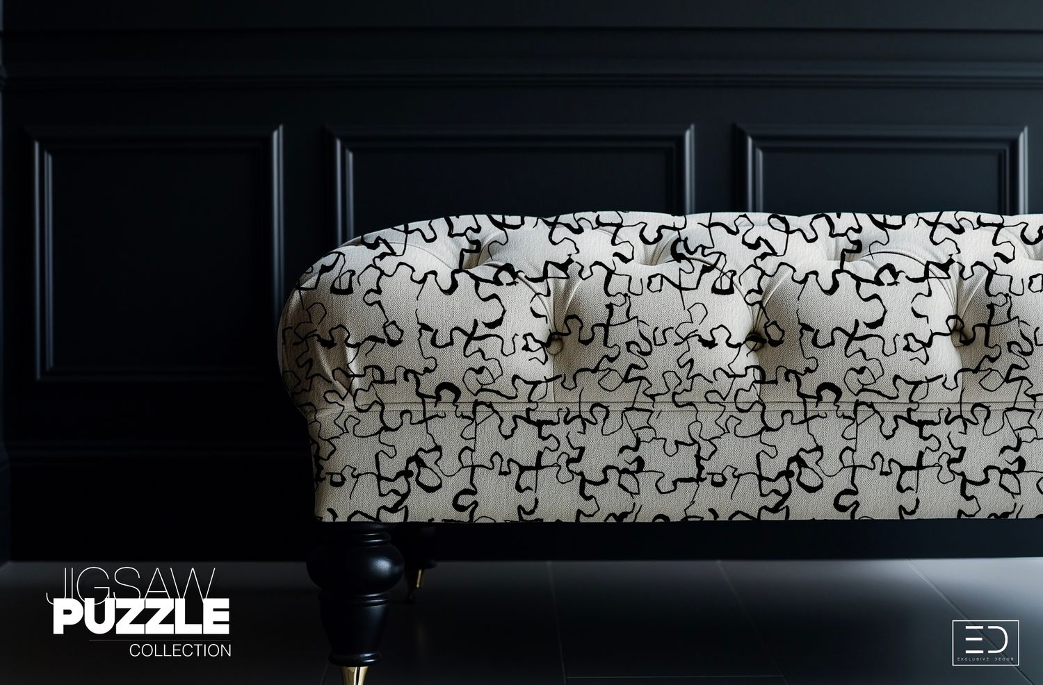 Not Quite a Puzzle Yet Jigsaw Puzzle Fabric, Black and White | Exclusive Decor