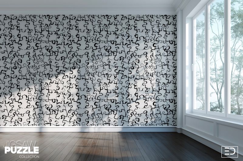 Not Quite a Puzzle Yet Jigsaw Puzzle Wallpaper, Black and White | Exclusive Decor Not Quite a Puzzle Yet Jigsaw Puzzle Wallpaper, Black and White | Exclusive Decor