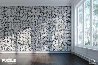 Not Quite a Puzzle Yet Jigsaw Puzzle Wallpaper, Black and White | Exclusive Decor