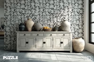 Not Quite a Puzzle Yet Jigsaw Puzzle Wallpaper, Black and White | Exclusive Decor