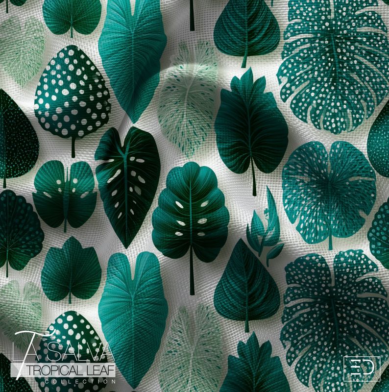 Jade Understory Fabric, Teal and Mint | La Salva Tropical Leaf Collection Jade Understory Fabric, Teal and Mint | La Salva Tropical Leaf Collection