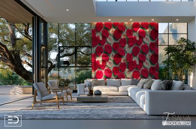 Cerise Leaf Exclusive Wallpaper - Cerise and Sage | La Salva Tropical Leaf Collection