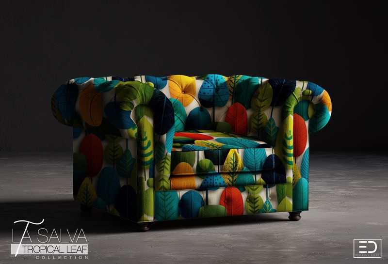 Midsummer Canopy Designer Fabric, Multicolour | La Salva Tropical Leaf Collection