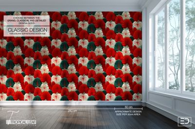 Cardinal Leaf Exclusive Wallpaper - Red, White and Green | La Salva Tropical Leaf Collection