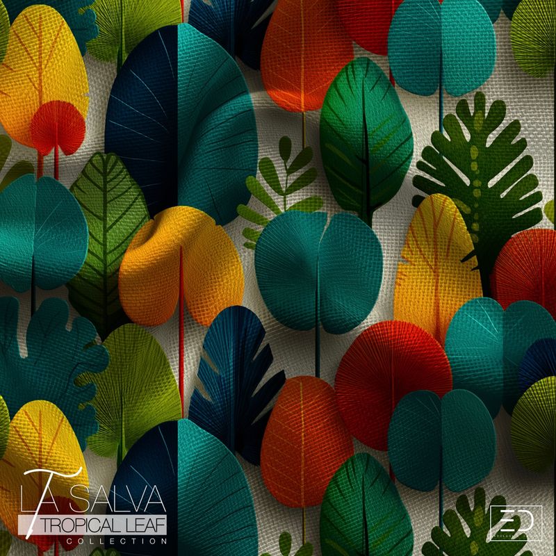 Late Autumn Canopy Designer Fabric, Multicolour | La Salva Tropical Leaf Collection Late Autumn Canopy Designer Fabric, Multicolour | La Salva Tropical Leaf Collection