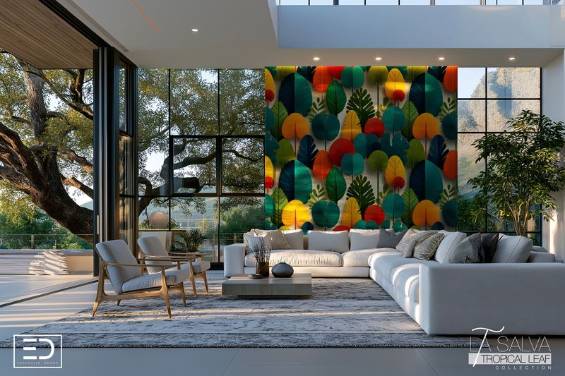 Late Autumn Canopy Exclusive Wallpaper - Multicolour | La Salva Tropical Leaf Collection