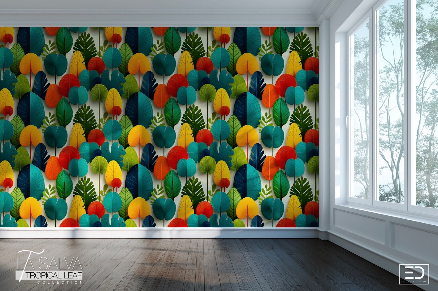 Late Autumn Canopy Exclusive Wallpaper - Multicolour | La Salva Tropical Leaf Collection