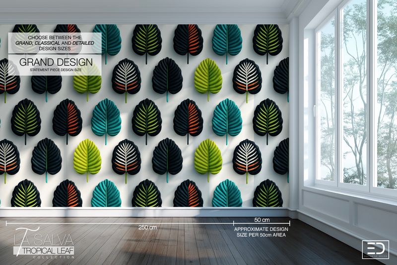 Jungle Grid Exclusive Wallpaper - Teal, Black and Green | La Salva Tropical Leaf Collection