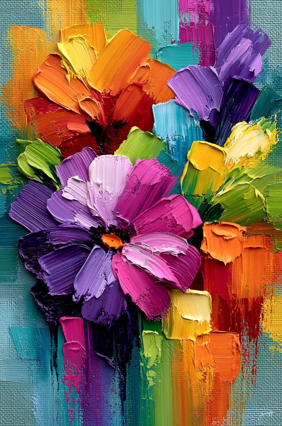Late Arrival Abstract Flower Original Art Canvas Print