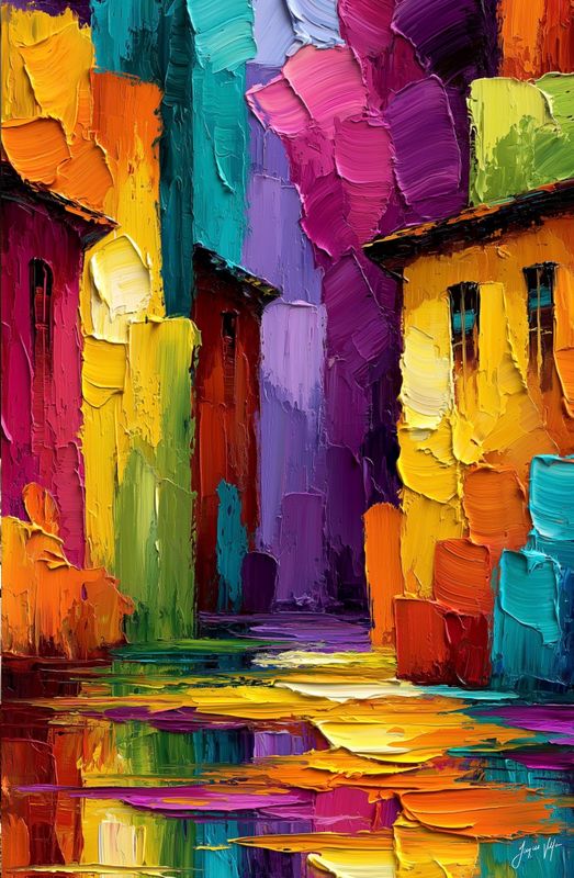 Via Sette Alley Original Art Canvas Print | Abstract Streets & Cities Collection