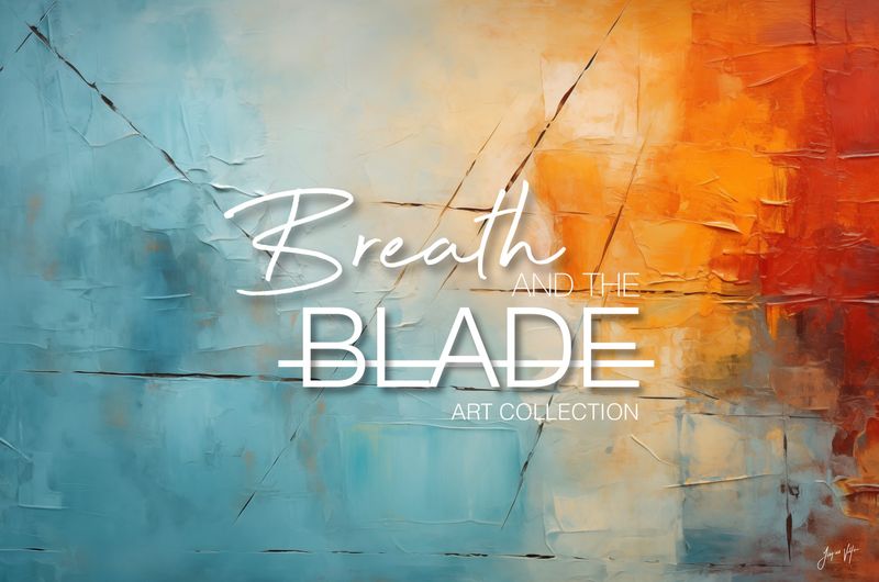 The Blade: Raw Teal & Burnt Orange Canvas Print | The Breath and the Blade Collection