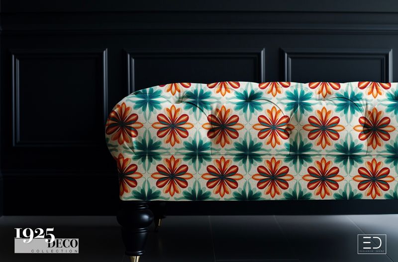 The Alhambra Fabric: Orange, Teal &amp; Cream | 1925 Deco Collection