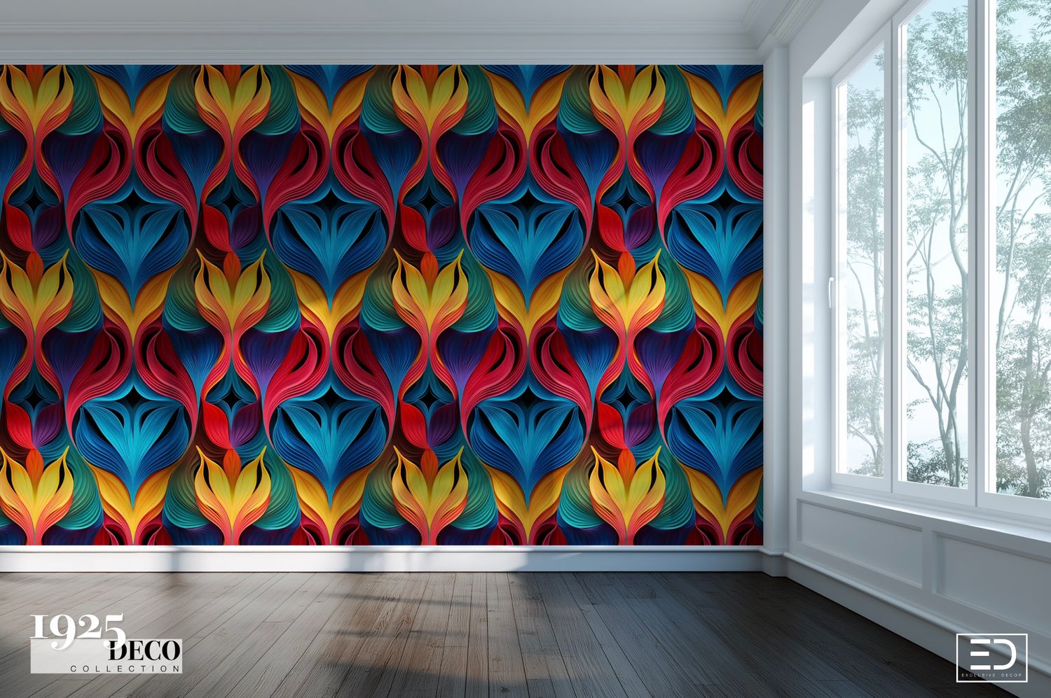 The Cotton Club Wallpaper: Blue, Red &amp; Gold | 1925 Deco Collection
