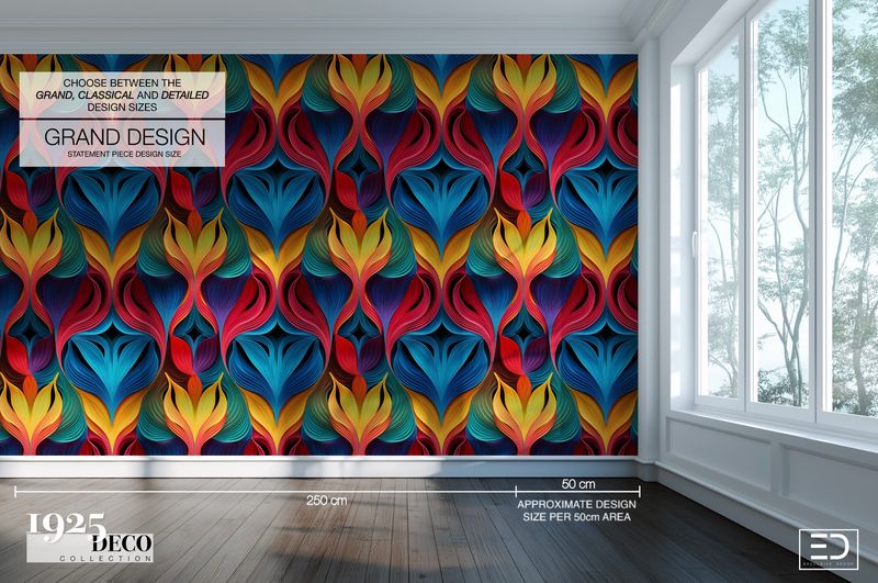 The Cotton Club Wallpaper: Blue, Red &amp; Gold | 1925 Deco Collection
