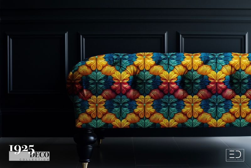 The Claridge's Fabric: Yellow, Teal &amp; Red | 1925 Deco Collection