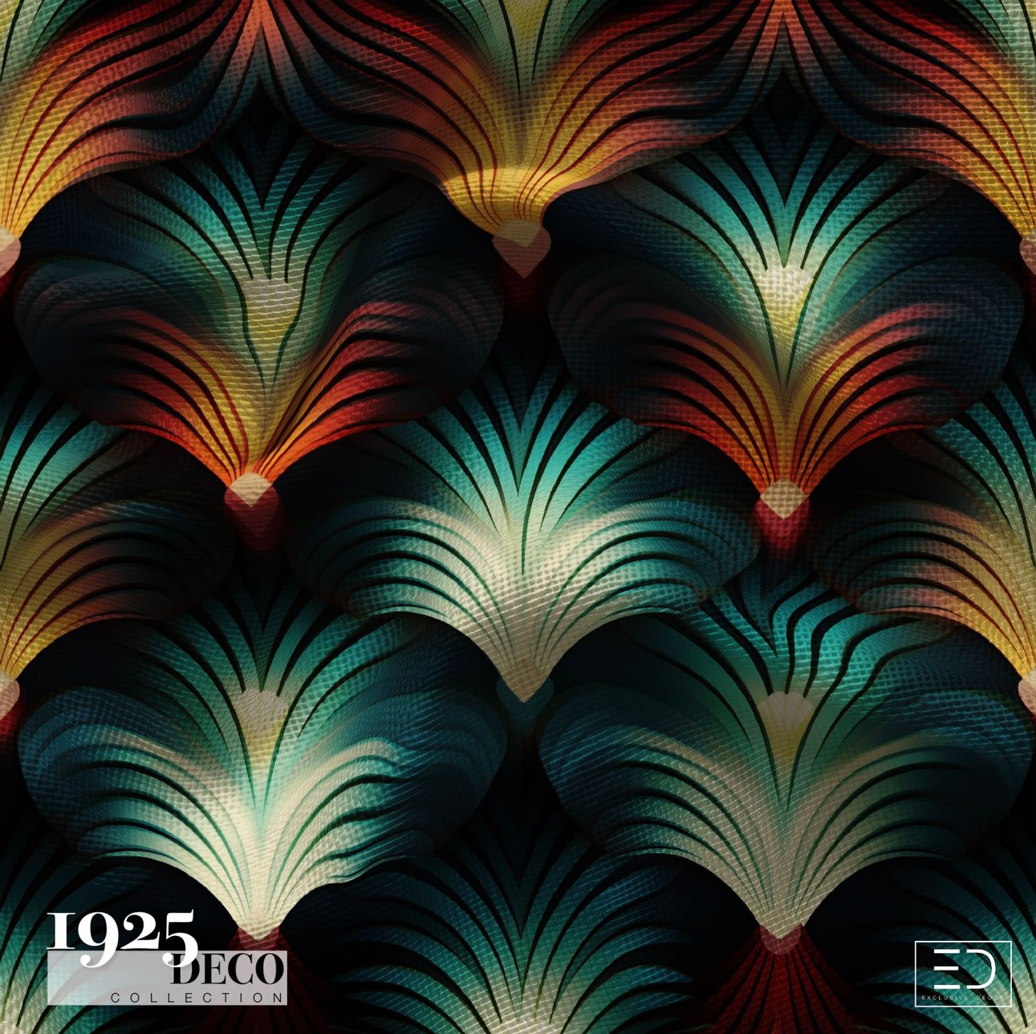 The Stork Club Fabric: Teal, Gold &amp; Rust | 1925 Deco Collection