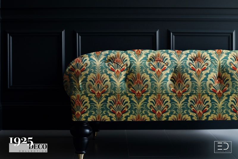 The Waldorf Fabric: Teal, Red &amp; Gold | 1925 Deco Collection