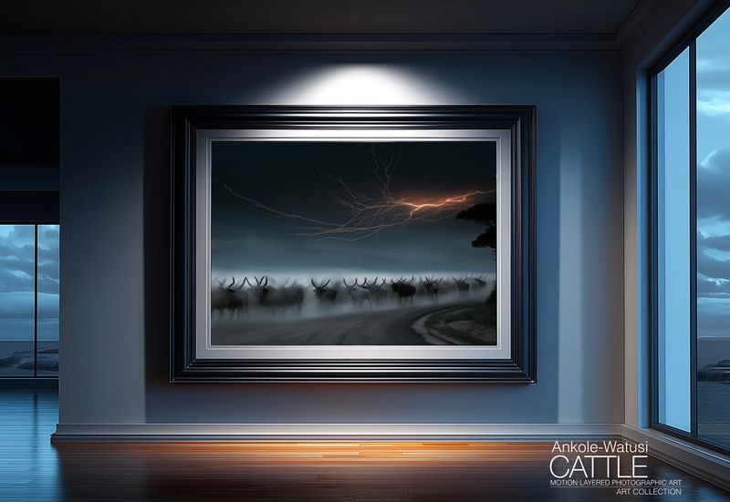 Passage, Unfaltering. Original Ankole-Watusi Cattle Motion Layered Photographic Art Canvas Print Passage, Unfaltering. Original Ankole-Watusi Cattle Motion Layered Photographic Art Canvas Print