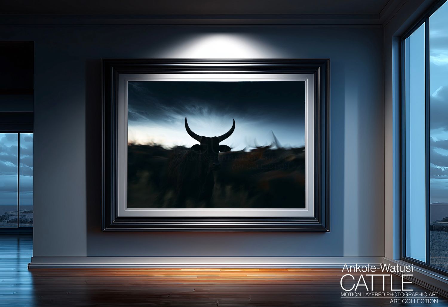 Bastion, Unmoved. Original Ankole-Watusi Cattle Motion Layered Photographic Art Canvas Print