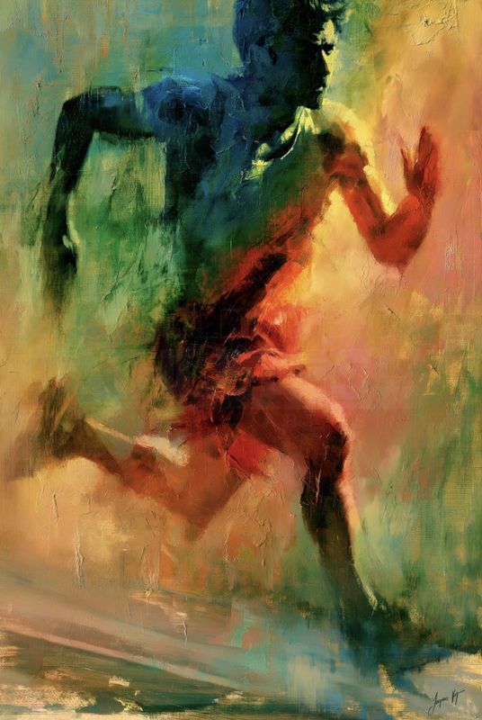 Not Holding Back. The Athlete's Way. Original Art Canvas Print