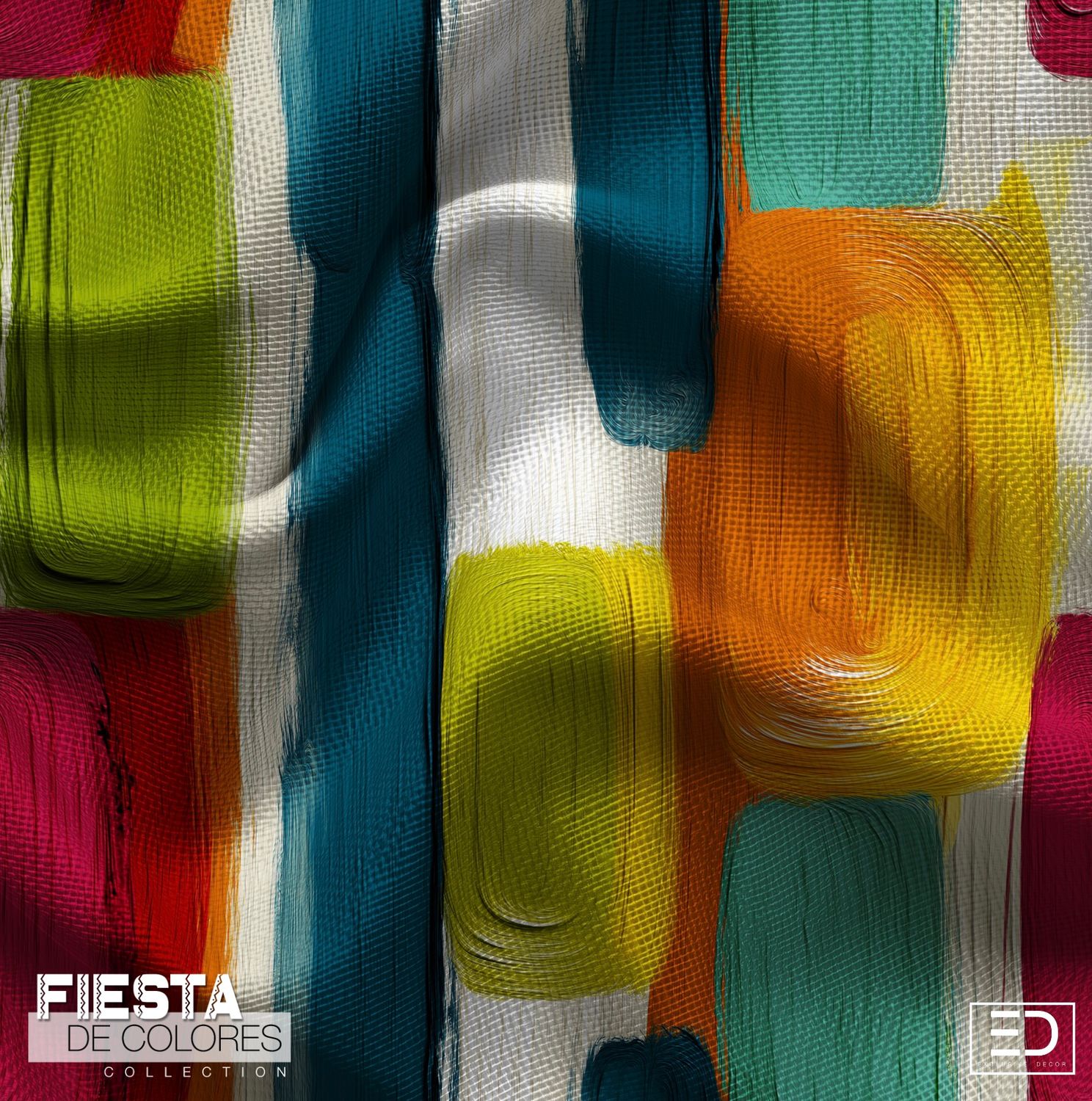 Columnas Abstract Column Fabric | Orange, Olive &amp; Crimson | Fiesta de Colores Collection