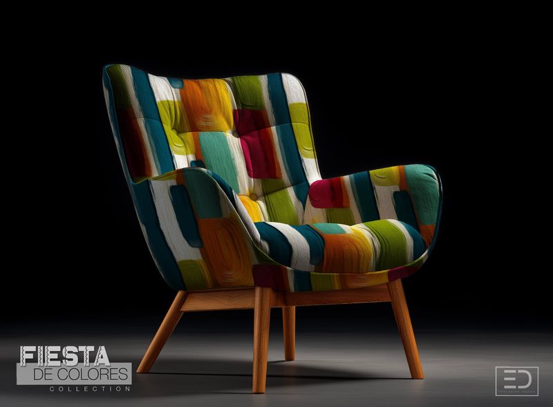 Columnas Abstract Column Fabric | Orange, Olive & Crimson | Fiesta de Colores Collection