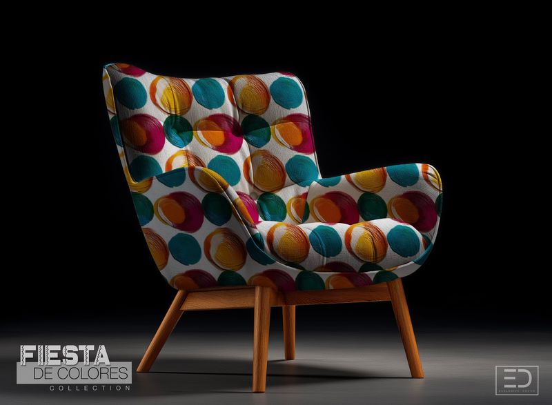 Órbitas Abstract Circle Fabric | Orange, Teal & Magenta | Fiesta de Colores Collection