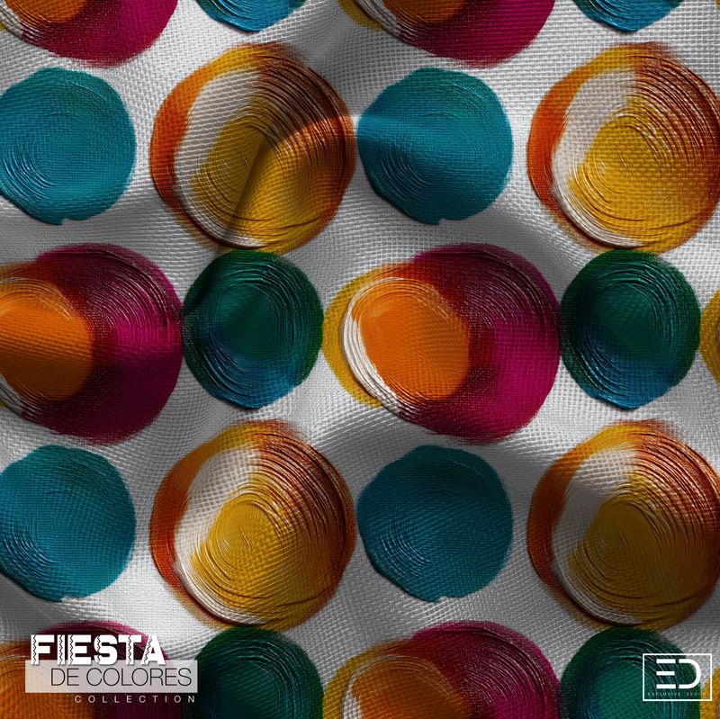 Órbitas Abstract Circle Fabric | Orange, Teal & Magenta | Fiesta de Colores Collection Órbitas Abstract Circle Fabric | Orange, Teal & Magenta | Fiesta de Colores Collection