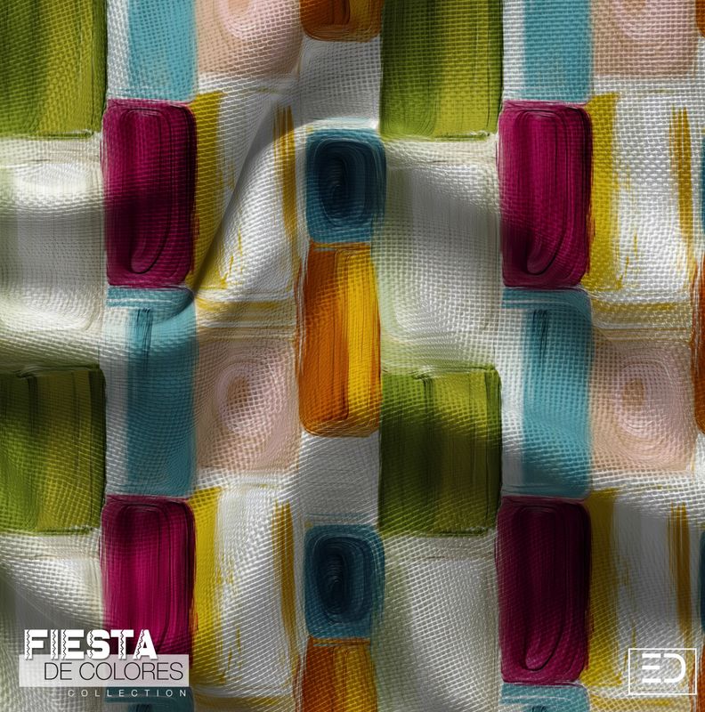 Dulce Forma Abstract Square Fabric | Magenta, Teal & Blush | Fiesta de Colores Collection Dulce Forma Abstract Square Fabric | Magenta, Teal & Blush | Fiesta de Colores Collection
