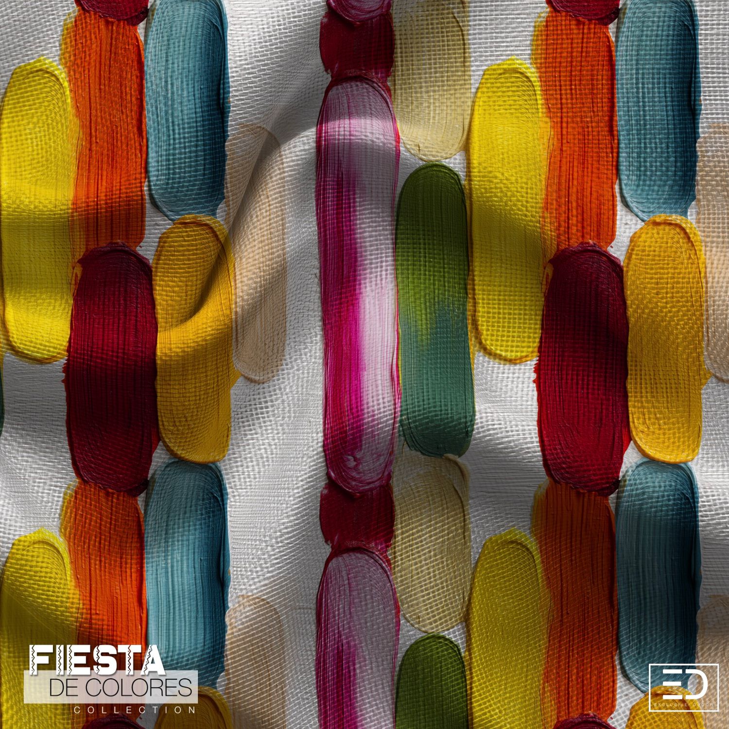 Mazorca Abstract Capsule Fabric | Magenta, Yellow &amp; Teal | Fiesta de Colores Collection