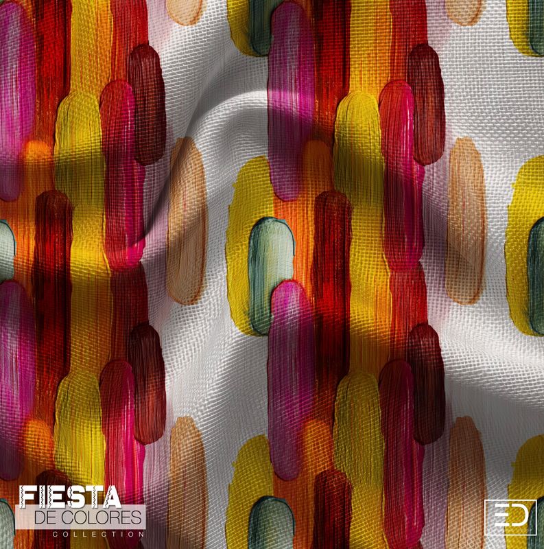 Cactus Abstract Column Fabric | Magenta, Orange & Crimson | Fiesta de Colores Collection Cactus Abstract Column Fabric | Magenta, Orange & Crimson | Fiesta de Colores Collection