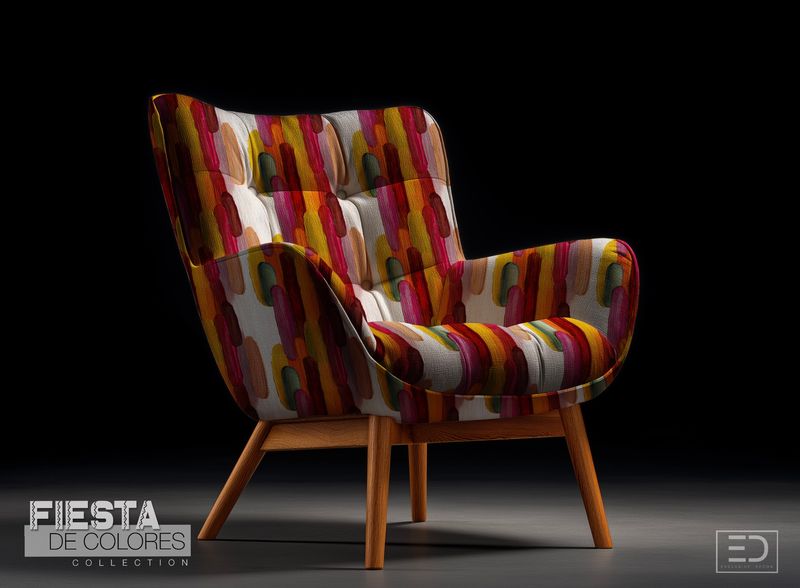 Cactus Abstract Column Fabric | Magenta, Orange & Crimson | Fiesta de Colores Collection